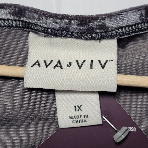 Ava & Viv Grey Velvet Long Sleeve Bodysuit Sz 1X - Picture 5 of 8
